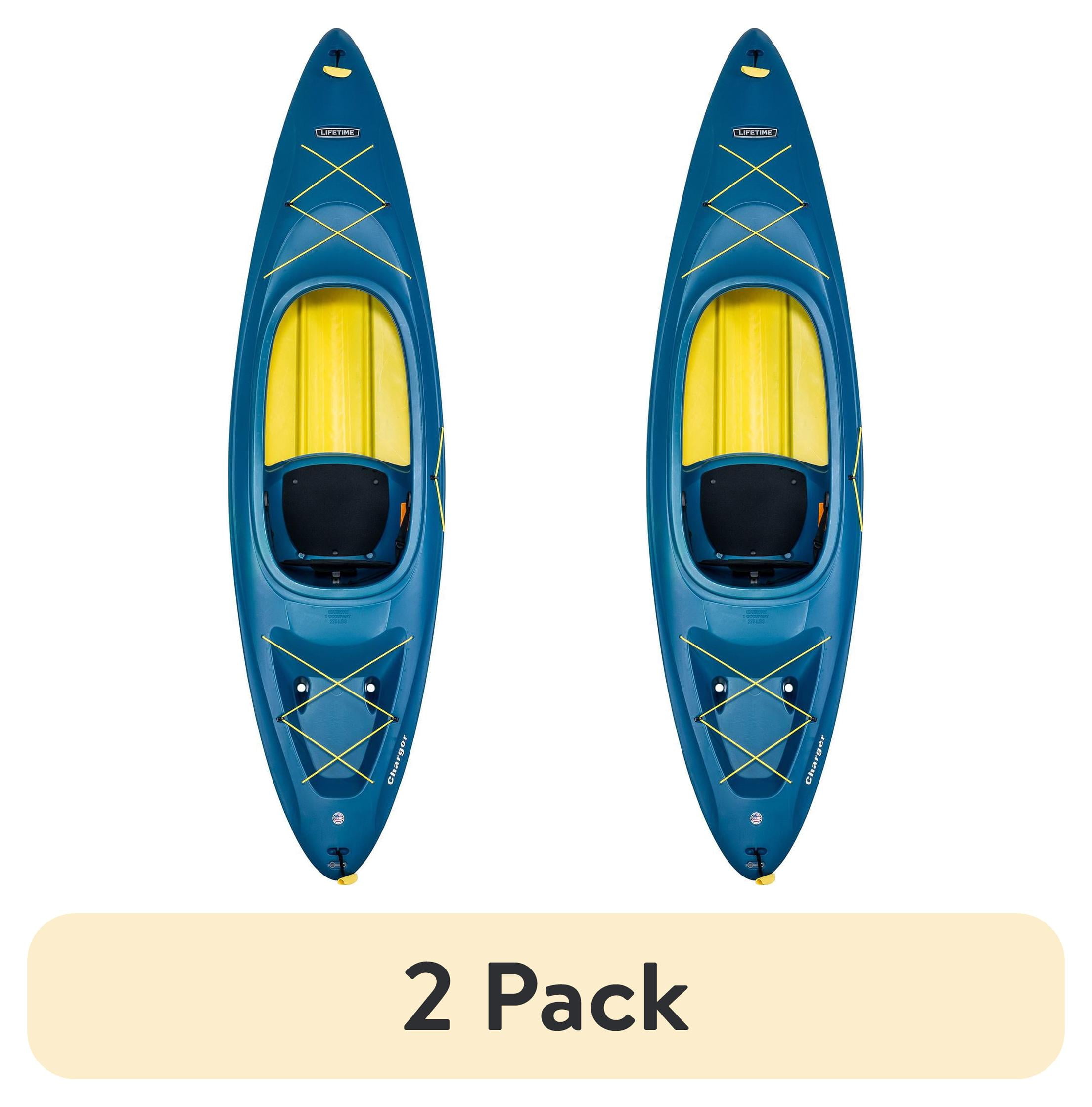 (2 pack) Lifetime Charger 10 ft Sit-Inside Kayak with Paddle, Seaside Dualtone (91349)