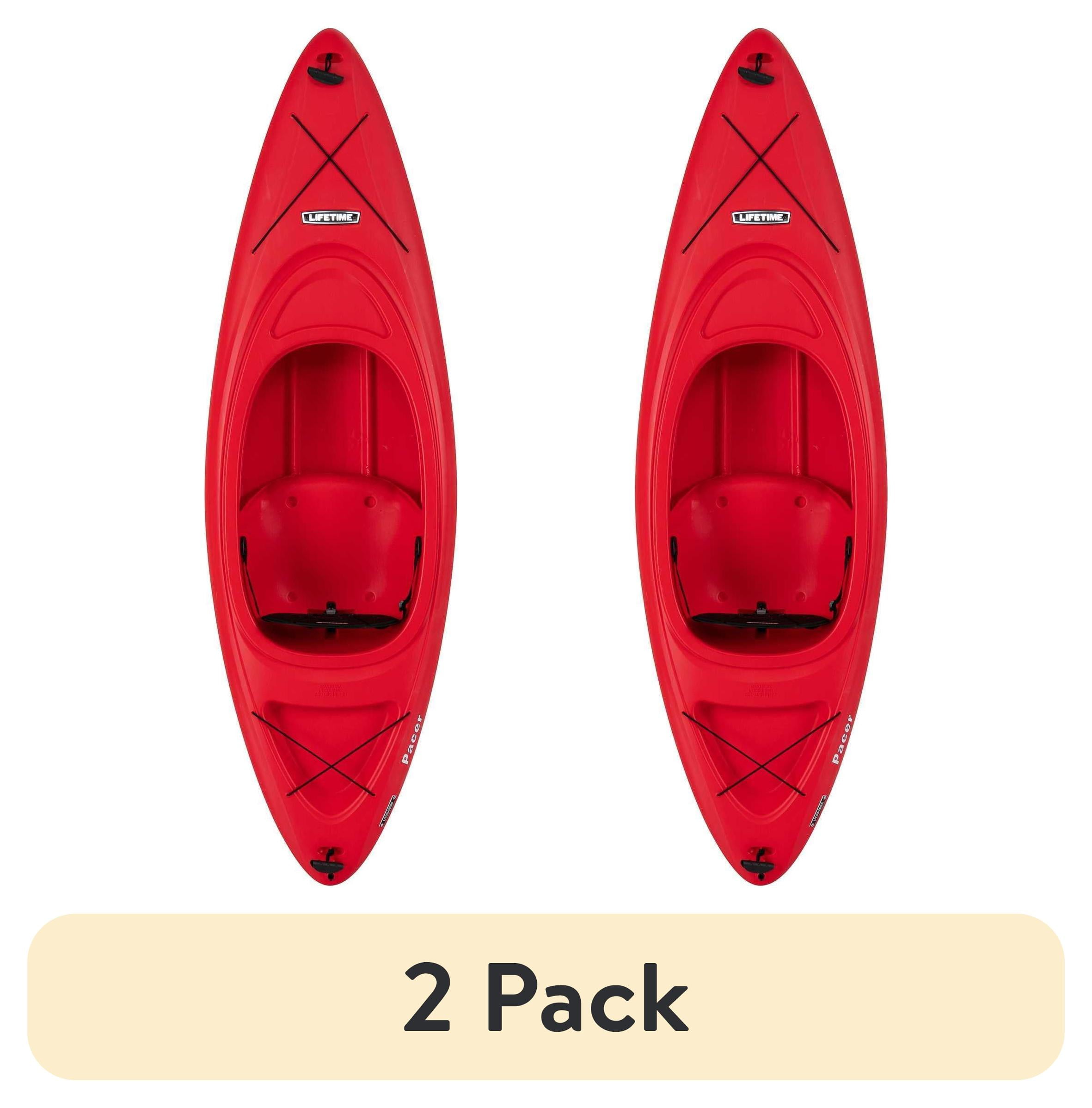(2 pack) Lifetime Pacer 8 ft Sit-Inside Kayak with Paddle, Fire Red (91036)