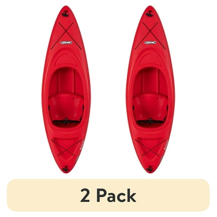 (2 pack) Lifetime Pacer 8 ft Sit-Inside Kayak, Fire Red *WP (91036)