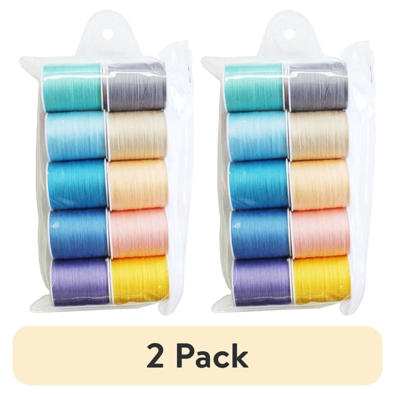 (2 pack) Light Assorted Sewing Thread, 10 Spools, Strong and Lightweight for All-Purpose Sewing