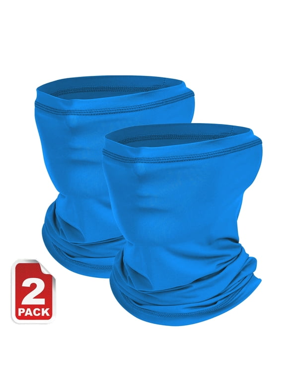 2 pack Light Blue Neck Gaiter Bandana Face Mask: Sun Cooling Scarf Gator Cover Head for Men Women