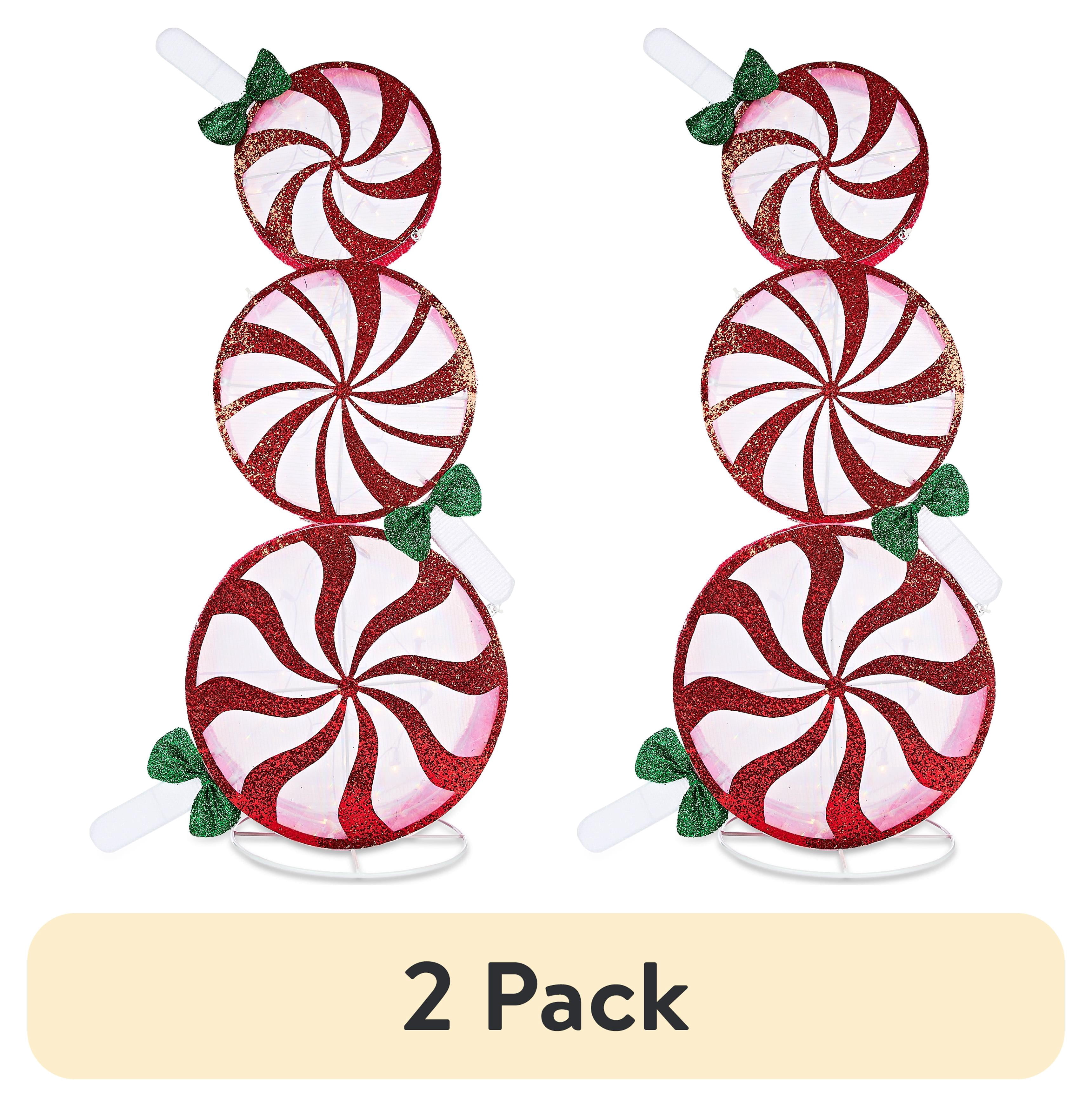 (2 pack) Light-Up Peppermint Lollipop Stack, 43 in, by Holiday Time