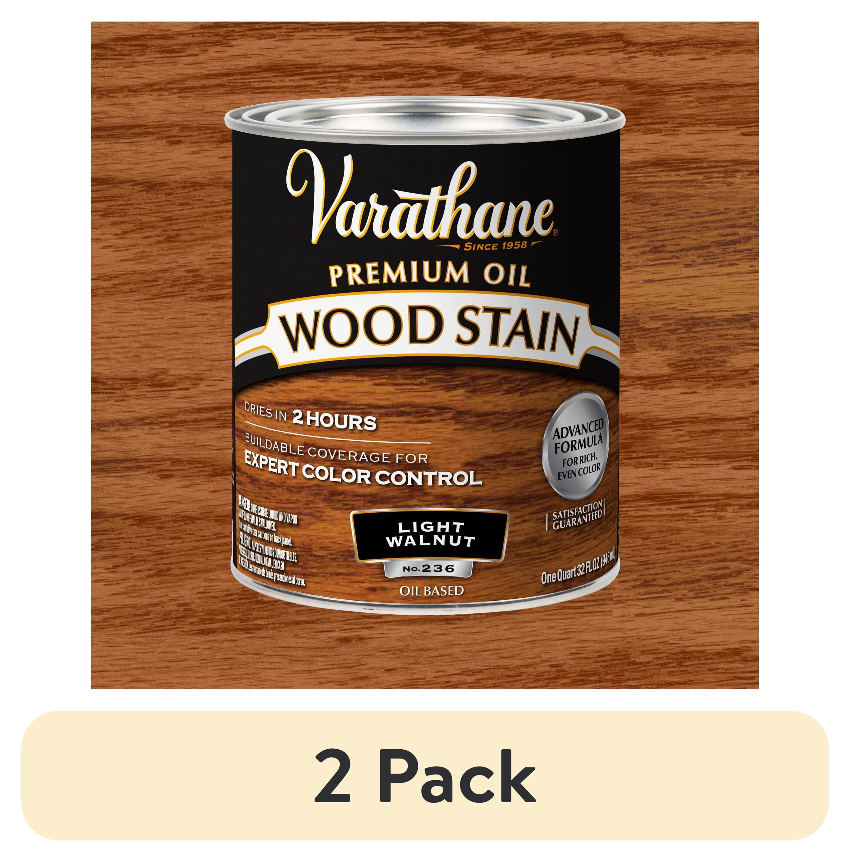 (2 pack) Light Walnut, Varathane Premium Oil-Based Interior Wood Stain-211719H, Quart