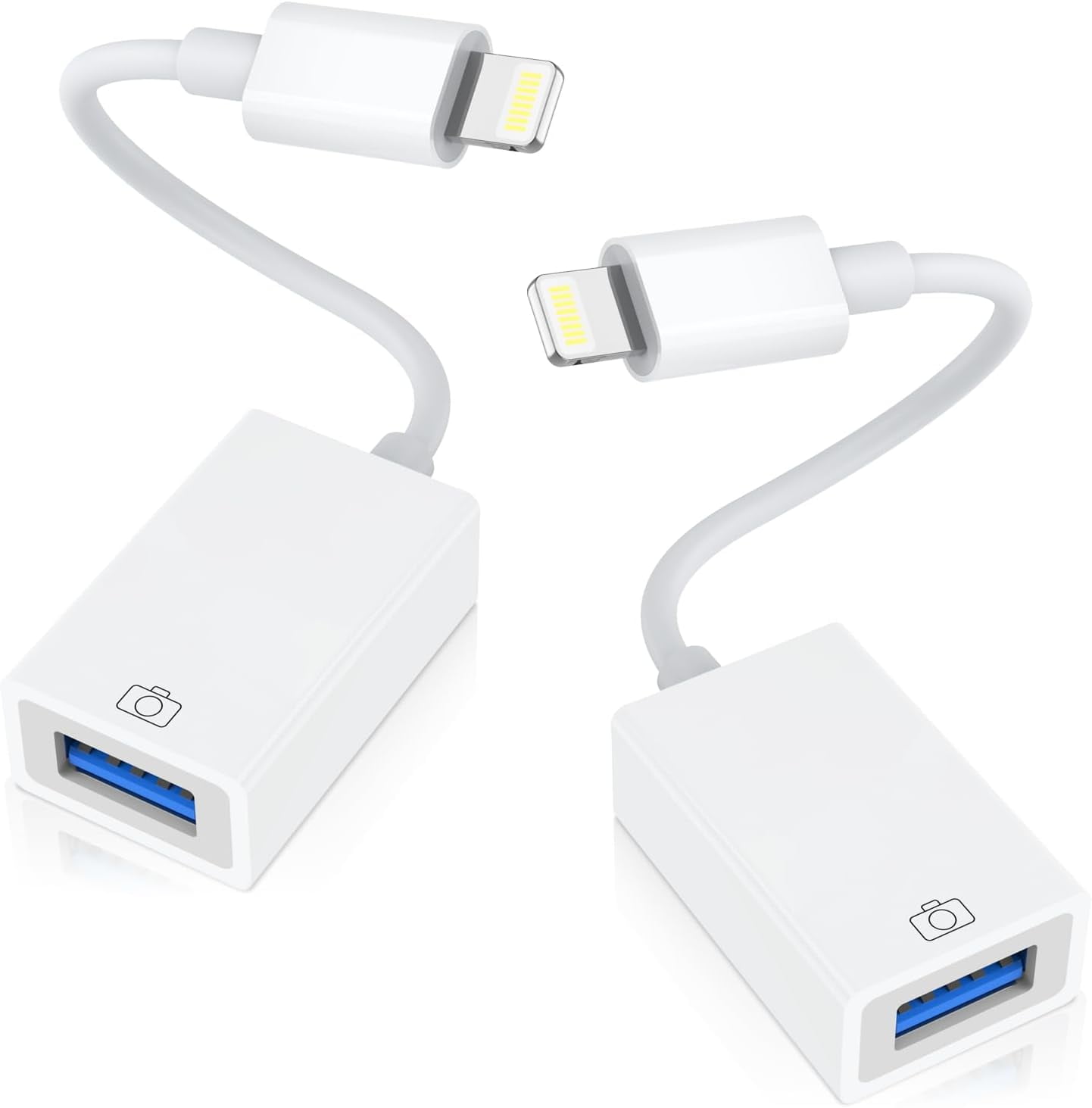 2 pack Lightning to USB Camera Adapter, Lightning Female USB OTG Cable