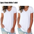 thumbnail image 1 of (2 pack) Liher T-shirts for Women Short Sleeve V-Neck Summer Tops Casual Loose Plain Tunic Blouse White Tee Clothes Size L, 1 of 7