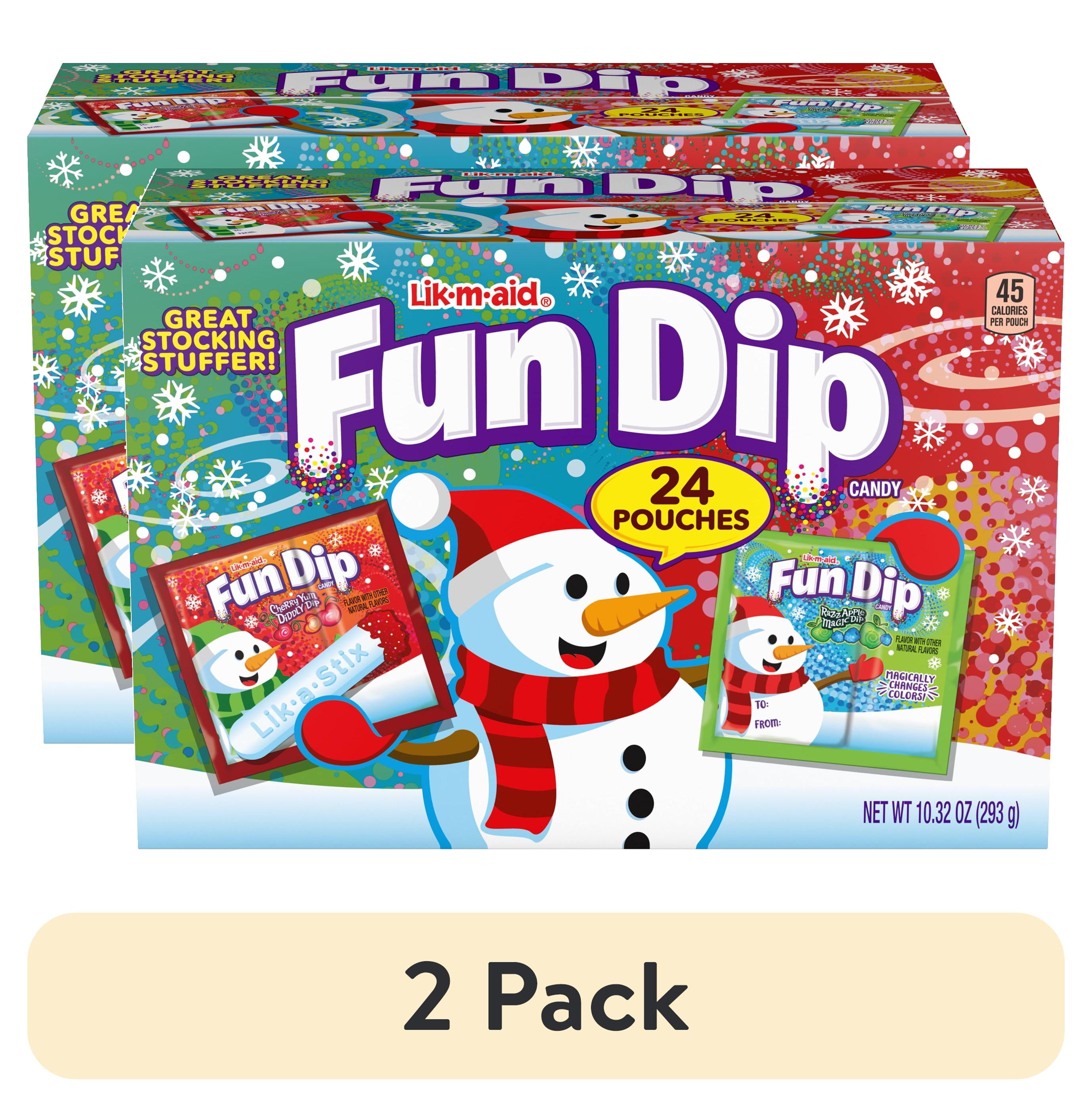 (2 pack) Lik-m-aid Fun Dip Holiday Assorted Candy Powder and Stick, 10.32 oz, 24 Count Pouches
