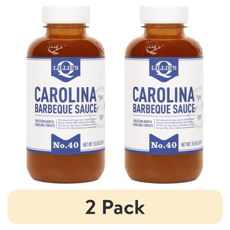 (2 pack) Lillie's Q Carolina Barbeque Sauce, Western Carolina BBQ Sauce, Squeeze Bottle 15.5 oz