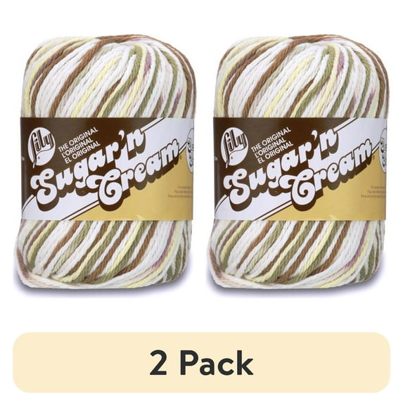 (2 pack) Lily Sugar'n Cream Super Size Ombre 4 Medium Cotton Yarn, Wooded Moss 3oz/85g, 150 Yards