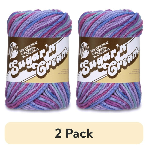 (2 pack) Lily Sugar'n Cream The Original Ombre 4 Medium Cotton Yarn, Jewels 2oz/57g, 95 Yards