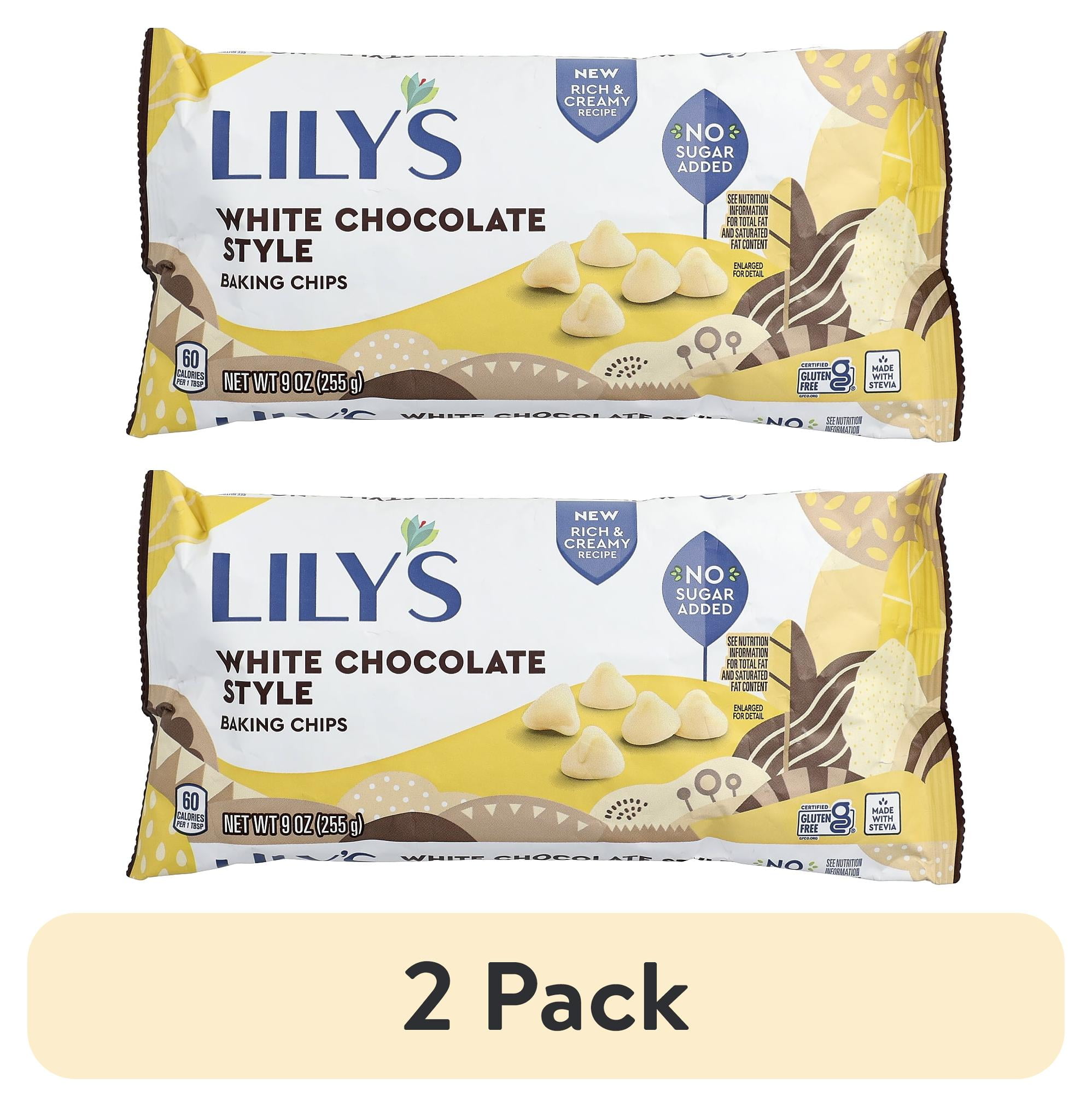 (2 pack) Lily's Chocolate White Chocolate Baking Chips 9 Ounce