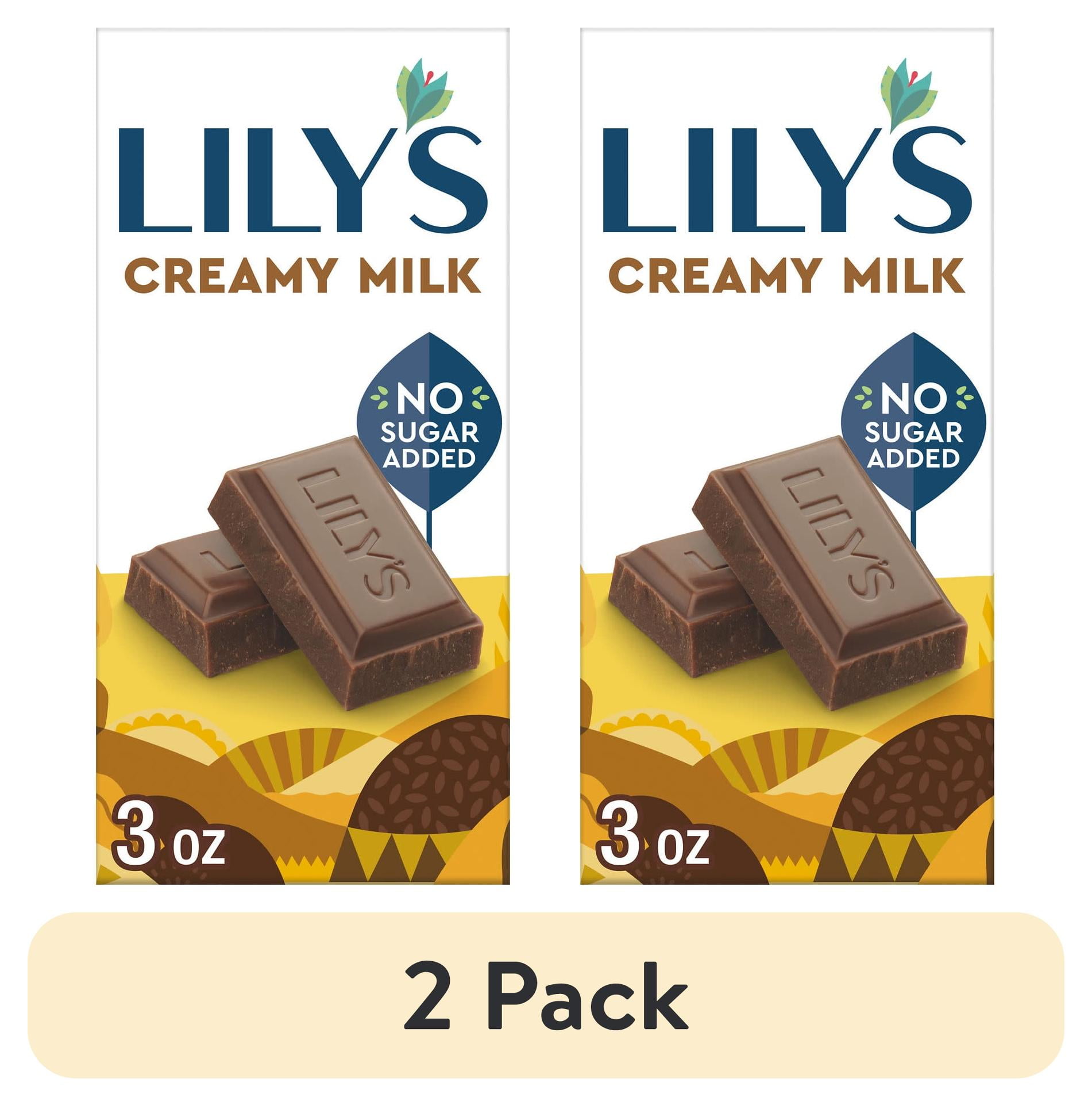 (2 pack) Lily's Creamy Milk Chocolate Style No Sugar Added Gluten Free Sweets, Bar 3 oz