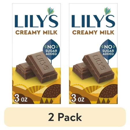 (2 pack) Lily's Creamy Milk Chocolate Style No Sugar Added Sweets, Bar 3 oz