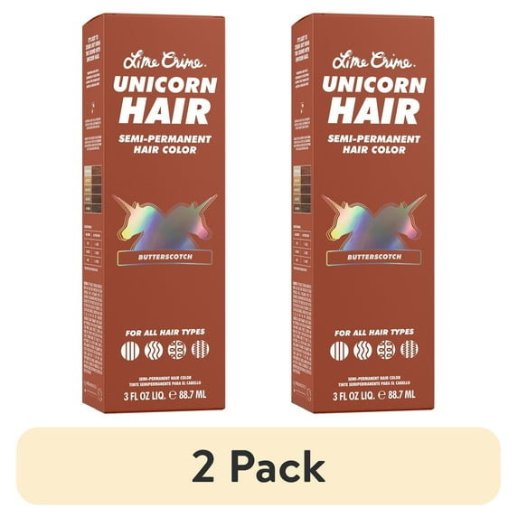 (2 pack) Lime Crime Unicorn Hair, Semi-Permanent Color, Vegan, Full Coverage, Butterscotch, Unisex, 3.0 fl oz