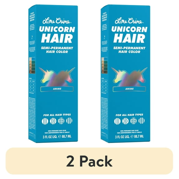 (2 pack) Lime Crime Unicorn Hair, Semi-Permanent Hair Color, Vegan, Full Coverage, Anime, Unisex, 3.0 fl oz