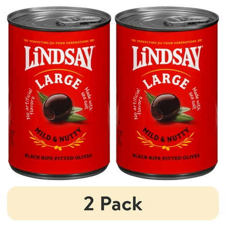 (2 pack) Lindsay Large Pitted Black Ripe Olives, 6 oz
