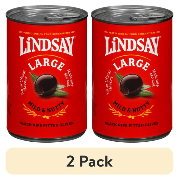 (2 pack) Lindsay Large Pitted Black Ripe Olives, 6 oz