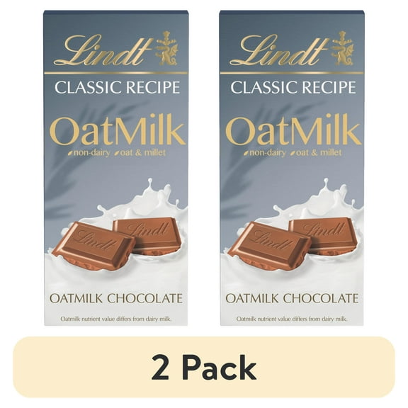 (2 pack) Lindt CLASSIC RECIPE OatMilk Non-Dairy Chocolate Candy Bar, 3.5 oz, Bar