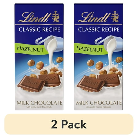 (2 pack) Lindt Classic Recipe Hazelnut Milk Chocolate Candy Bar, 4.4 oz, Bar