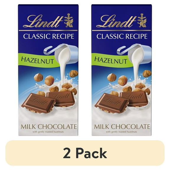(2 pack) Lindt Classic Recipe Hazelnut Milk Chocolate Candy Bar, 4.4 oz, Bar