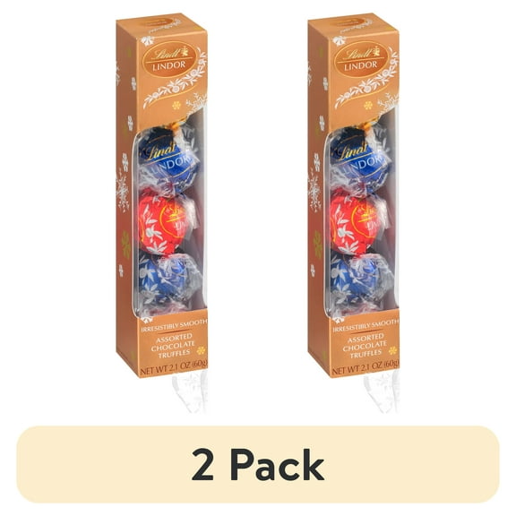 (2 pack) Lindt LINDOR Assorted Chocolate Christmas Candy Truffles Favor Gift, 2.1 oz.
