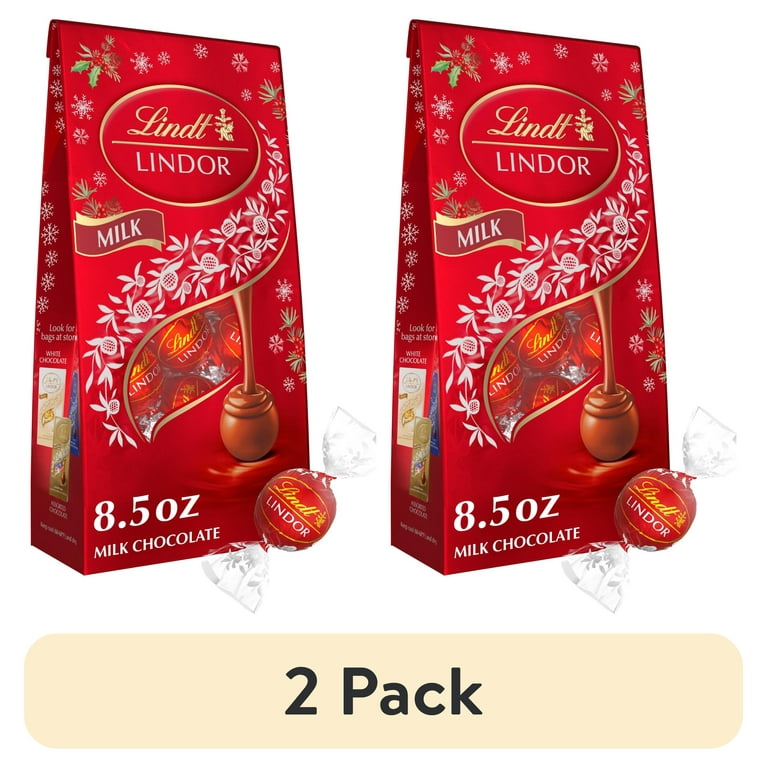 2 pack) Lindt LINDOR Milk Chocolate Christmas Candy Truffles, 8.5