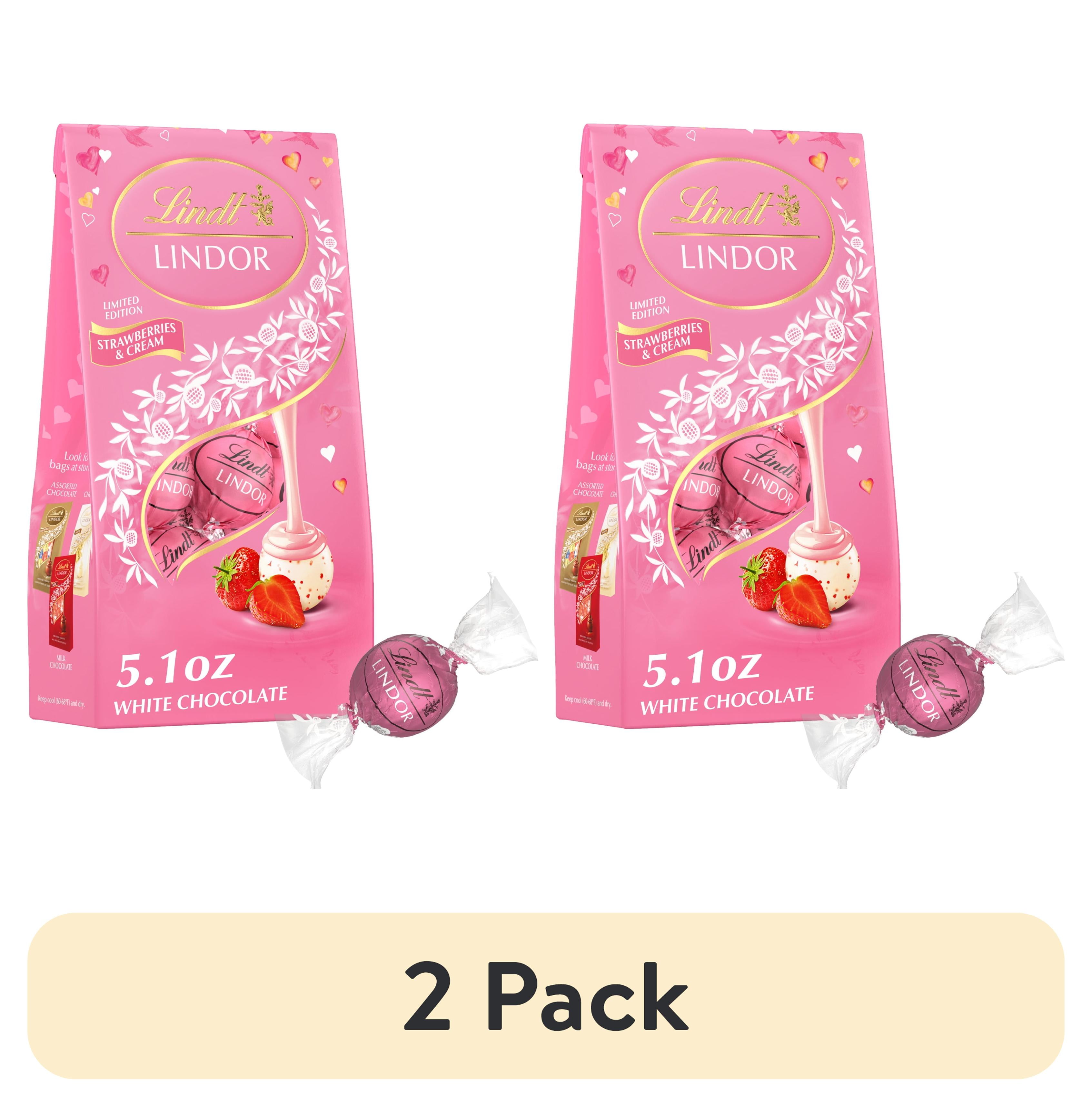 LINDORES　2本セット 2 pack) Lindt LINDOR Valentine's Day Strawberries and Cream White