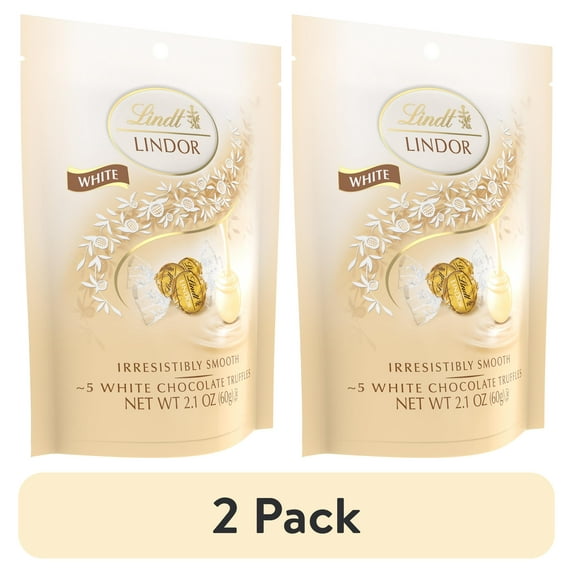 (2 pack) Lindt LINDOR White Chocolate Candy Truffles, 2.1 oz. Bag