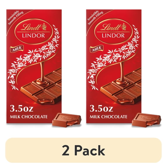 (2 pack) Lindt Lindor Milk Chocolate Truffle Candy Bar, 3.5 oz.