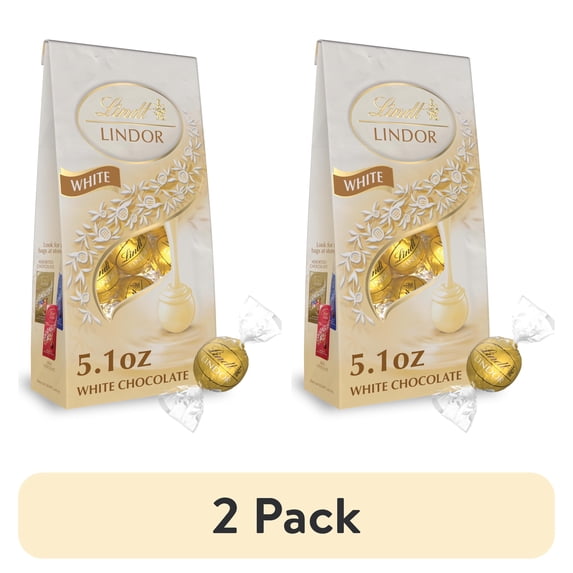 (2 pack) Lindt Lindor White Chocolate Candy Truffles, 5.1 oz. Bag