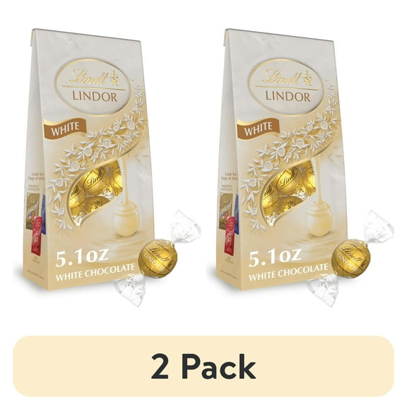 (2 pack) Lindt Lindor White Chocolate Candy Truffles, 5.1 oz. Bag