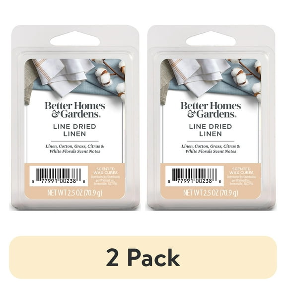 (2 pack) Line-Dried Linen Scented Wax Melts, Better Homes & Gardens, 2.5 oz (1-Pack)