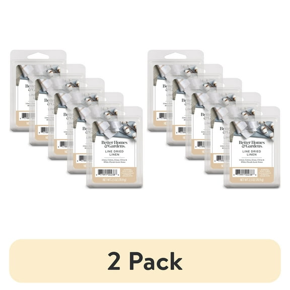 (2 pack) Line Dried Linen Scented Wax Melts, Better Homes & Gardens, 2.5 oz (5-Pack)