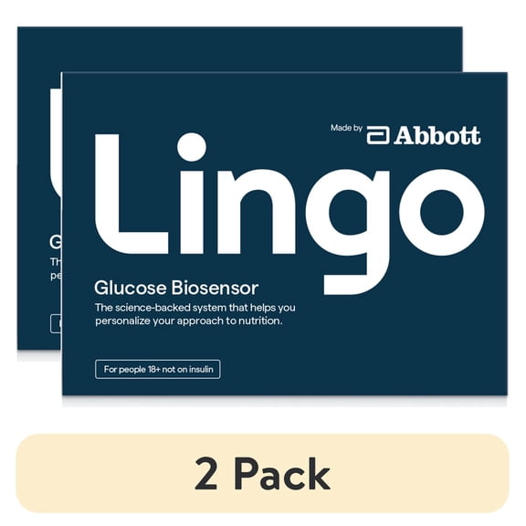 (2 pack) Lingo Continuous Glucose Monitor (CGM) & App. Made by Abbott. Know the Impact of What You Eat. 1 Lingo Biosensor Lasts Up To 14 Days* Works with IOS and Android. US Only.