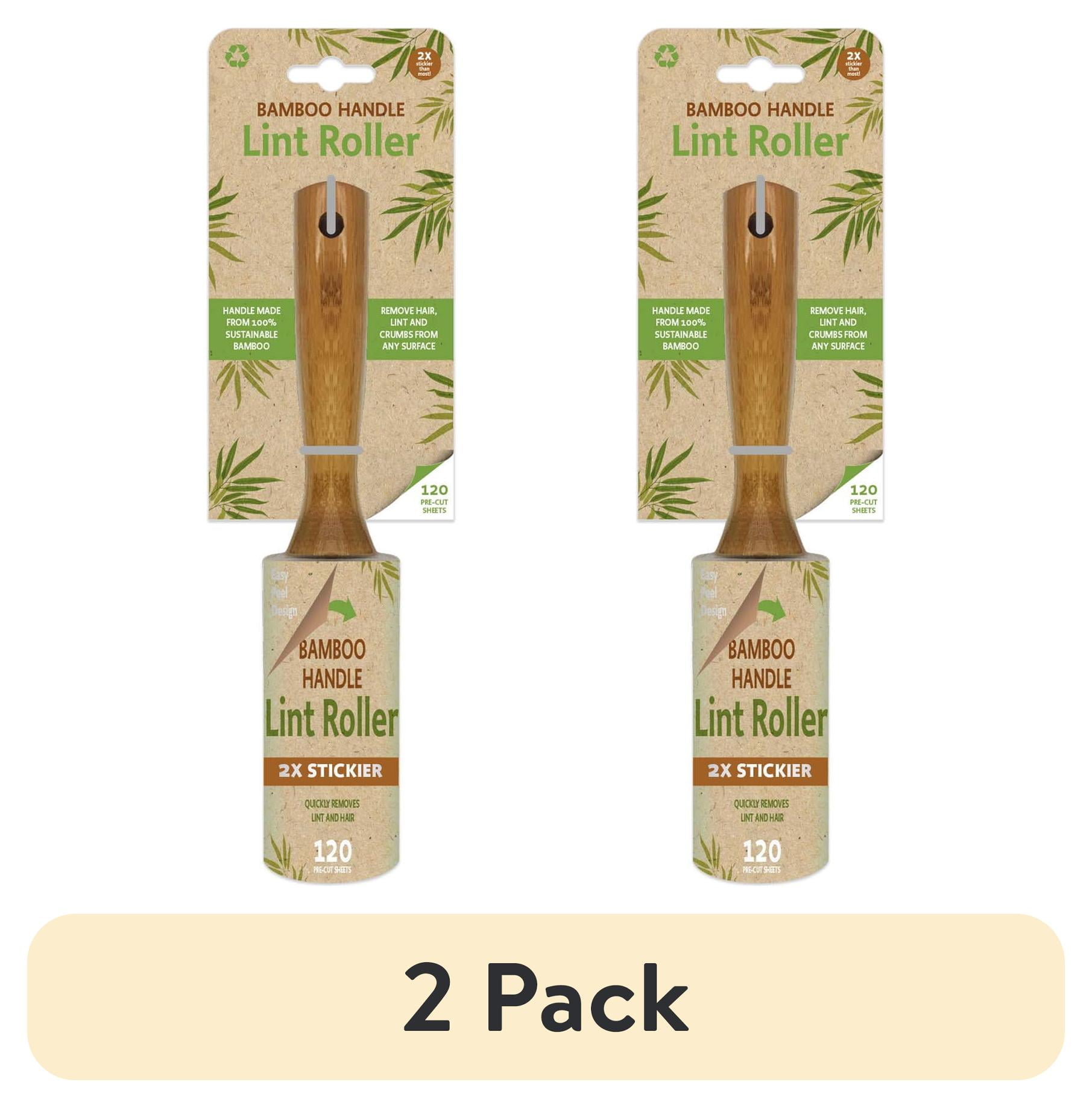 (2 pack) Lint Roller 120 Sheet Bamboo Handle