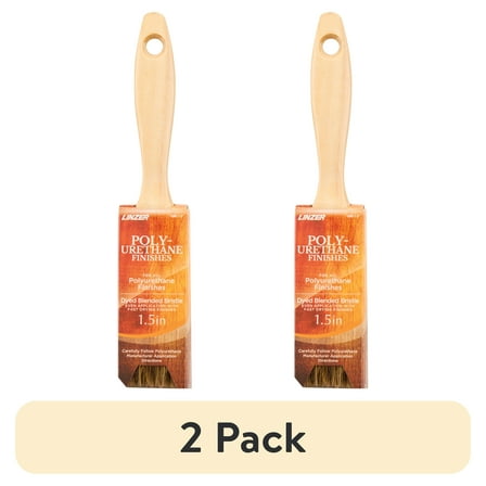 (2 pack) Linzer 1.5" Polyurethane Finishes Flat Paint Brush; Ultra-Smooth Finish