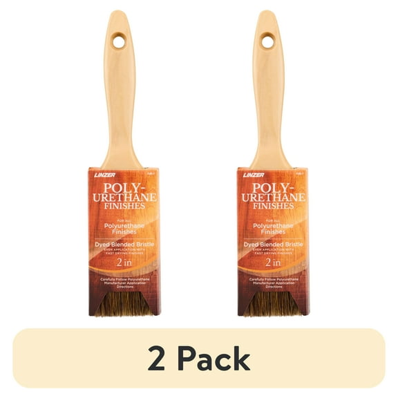 (2 pack) Linzer 2" Polyurethane Finishes Flat Paint Brush; Ultra-Smooth Finish