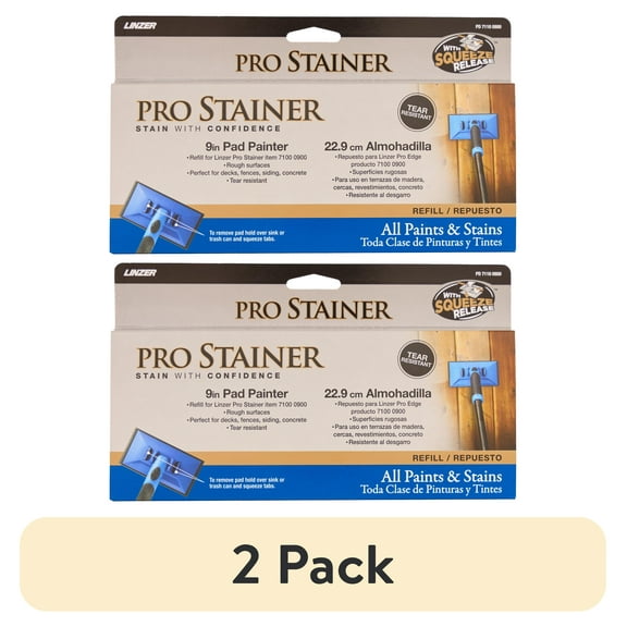 (2 pack) Linzer PRO STAINER 9" Stain Pad Refill for All Stains on Rough Outdoor Surfaces