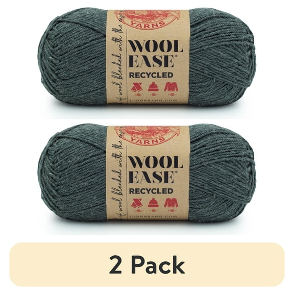(2 pack) Lion Brand Wool-Ease Recycled Charcoal 632-149T Medium Yarn