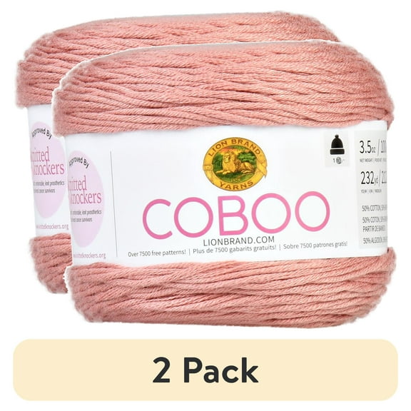 (2 pack) Lion Brand Coboo Mauve Yarn, #3 Light/ DK Yarn, 100g/3.5oz, 241 yds/220m