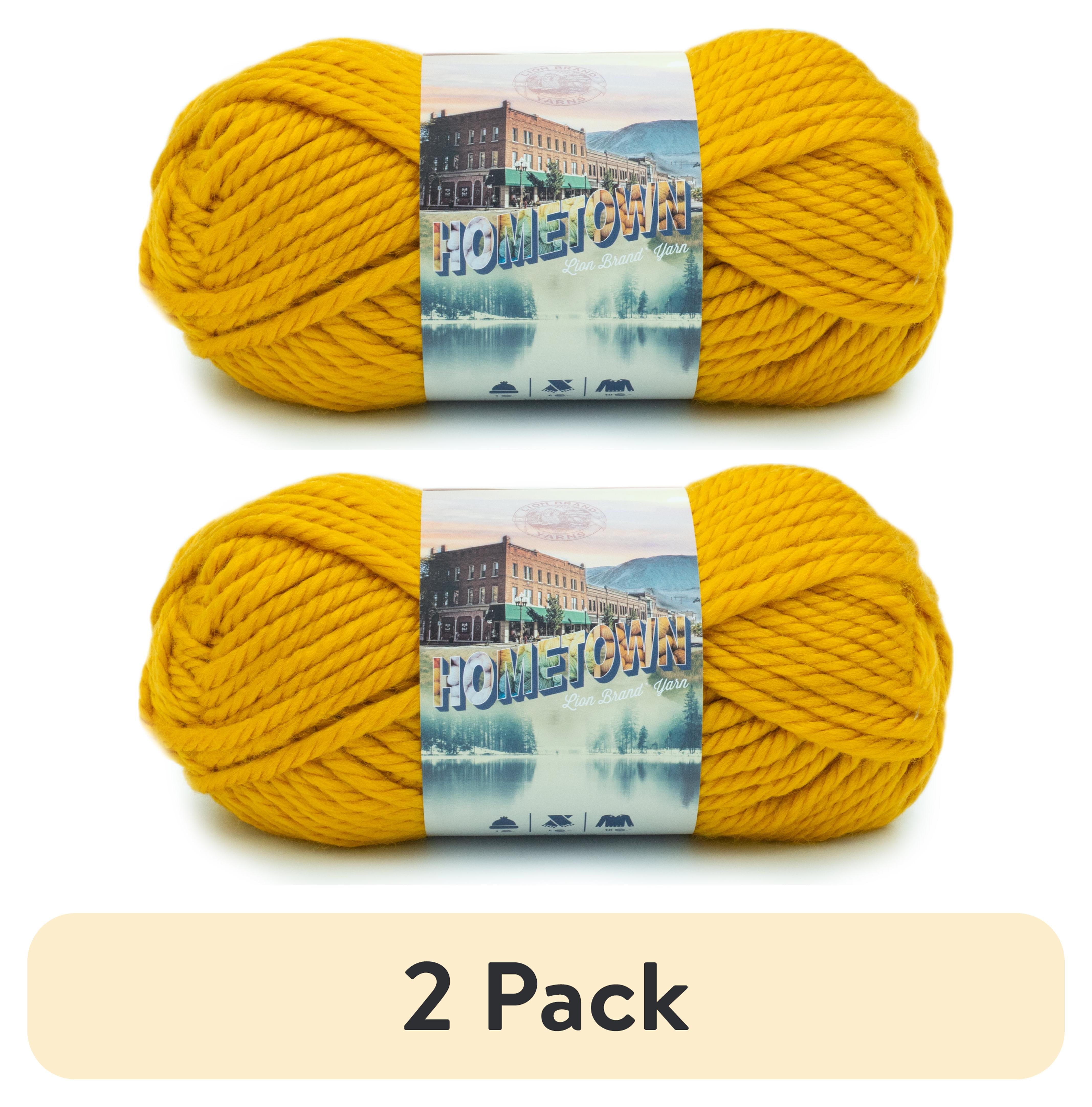 (2 pack) Lion Brand Yarn Hometown Madison Mustard 135-159 Super Bulky Acrylic Yarn