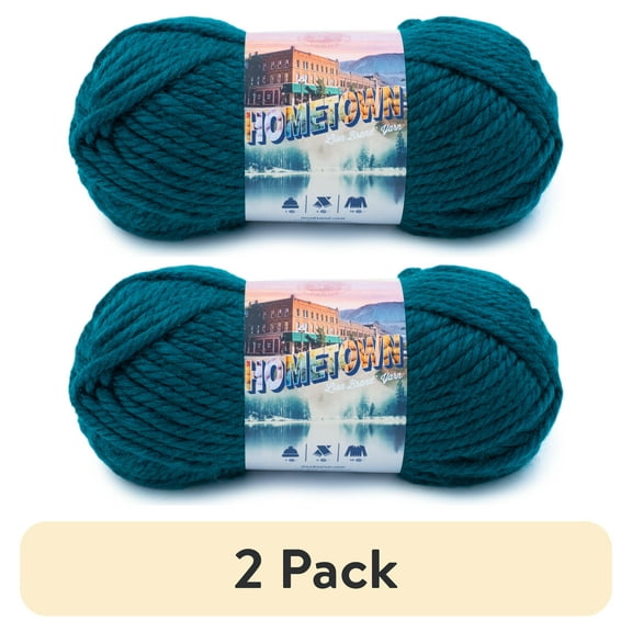 (2 pack) Lion Brand Yarn Hometown Montpelier Peacock 135-175 Super Bulky Acrylic Yarn