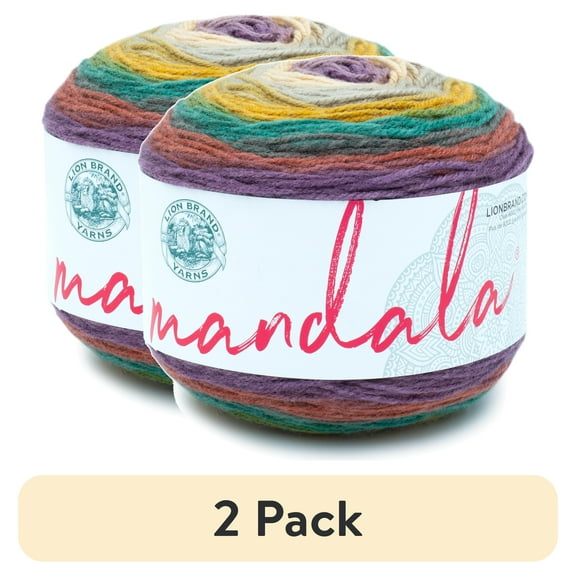 (2 pack) Lion Brand Yarn Mandala Warlock Self-Striping Light Acrylic Multi-color Yarn