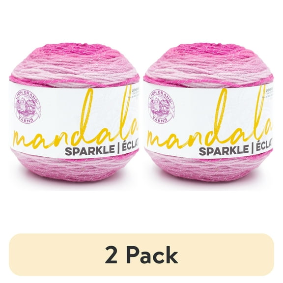 (2 pack) Lion Brand Yarn Mandala Sparkle Aries Light Acrylic Self-Striping Multi-color Yarn