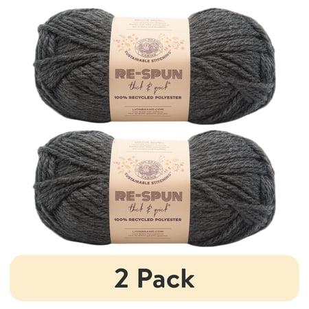 (2 pack) Lion Brand Yarn Re-Spun T&Q Raven 843-153J Recycled Super Bulky 223yd 12oz Yarn