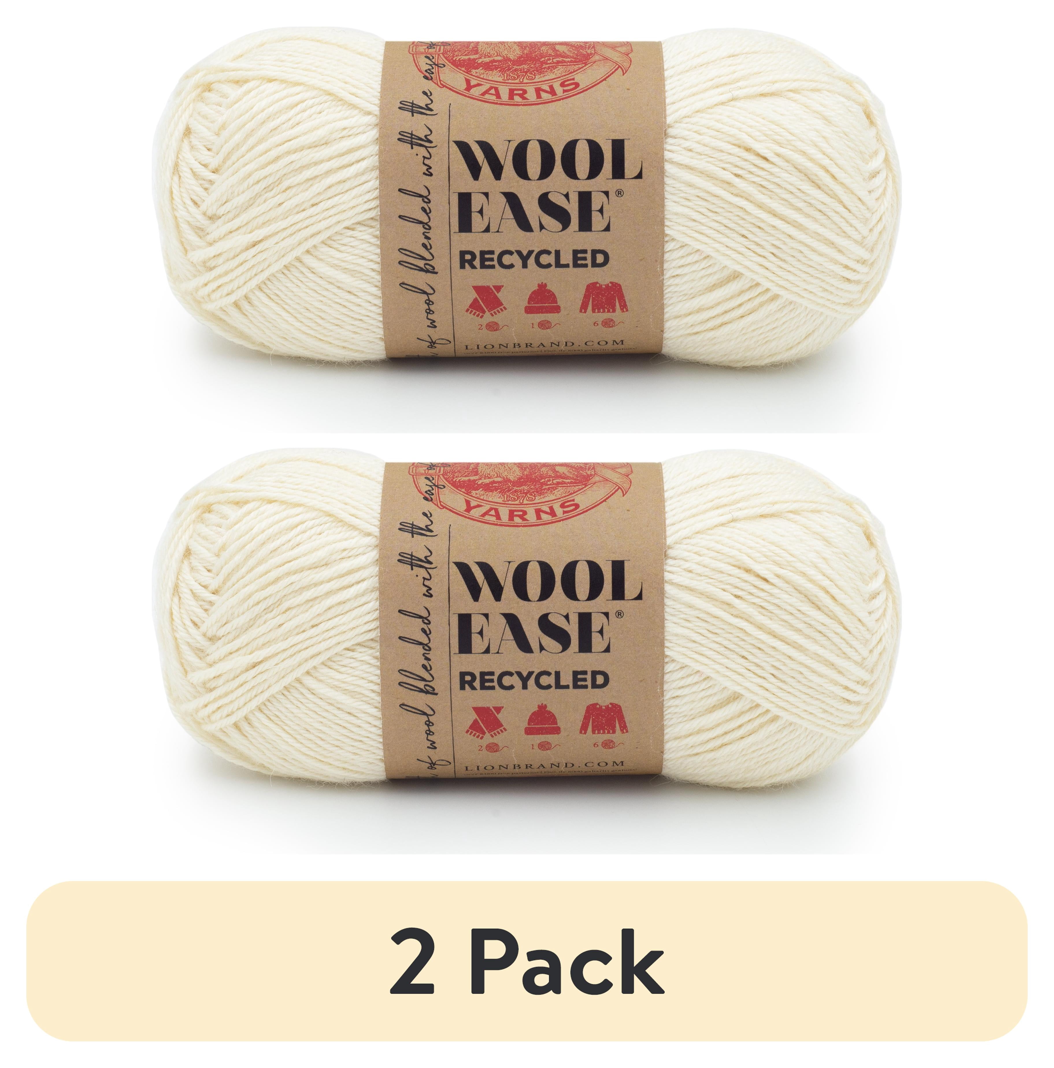 (2 pack) Lion Brand Wool-Ease Recycled Cream 632-098W Medium Yarn