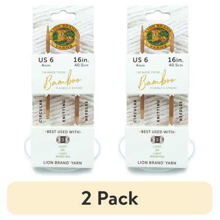 (2 pack) Lion Brand Yarn Bamboo Circular Knitting Needle 16" Size 6 1 Set