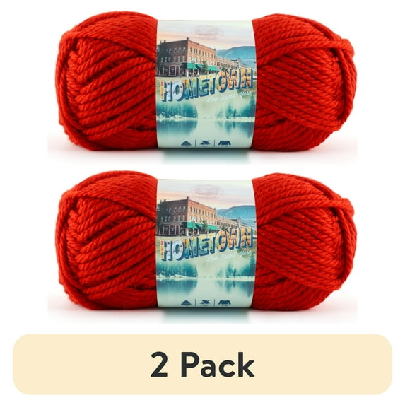 (2 pack) Lion Brand Yarn Hometown Cincinnati Red 135-113 Super Bulky Acrylic Yarn