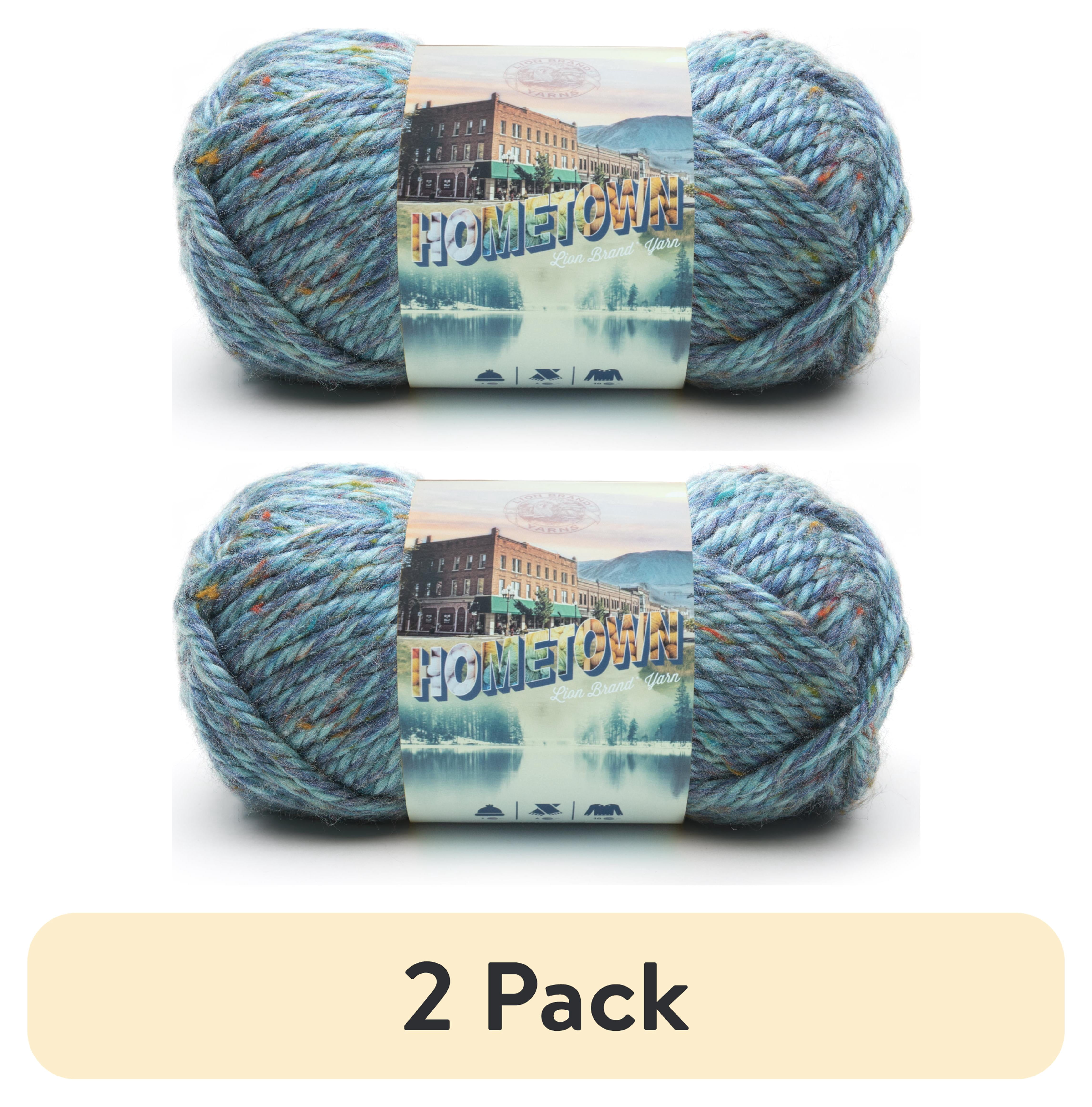 (2 pack) Lion Brand Yarn Hometown Key Largo Tweed 135-308 Super Bulky Acrylic Yarn