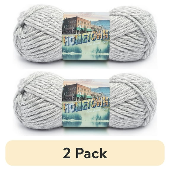 (2 pack) Lion Brand Yarns Hometown Springfield Silver 135-225 Super Bulky Acrylic Yarn