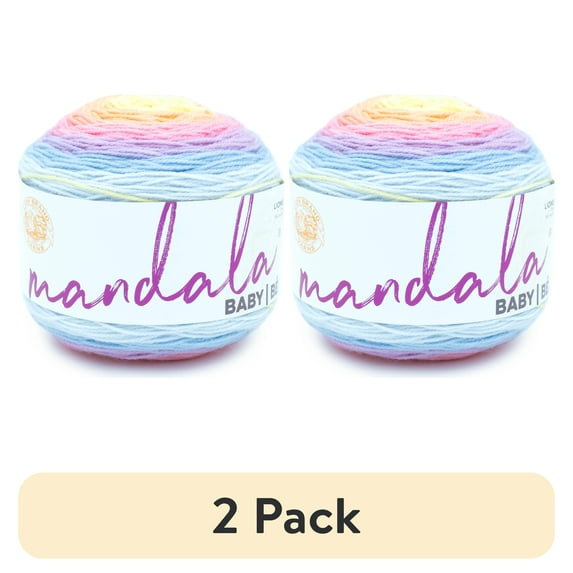 (2 pack) Lion Brand Yarn Mandala Baby Acre Woods Self-Striping Light Acrylic Multi-Color Baby Yarn